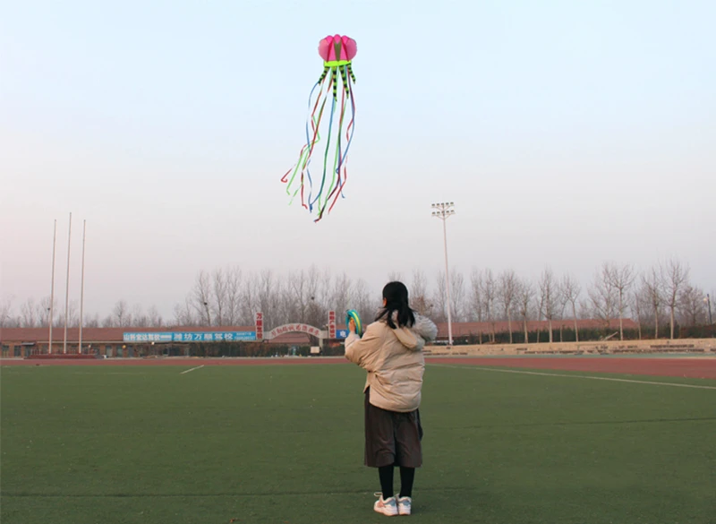 free shipping 8m jellyfish kites flying toys for kids kites line outdoor sports beach kites reel inflatable toy flying snake koi