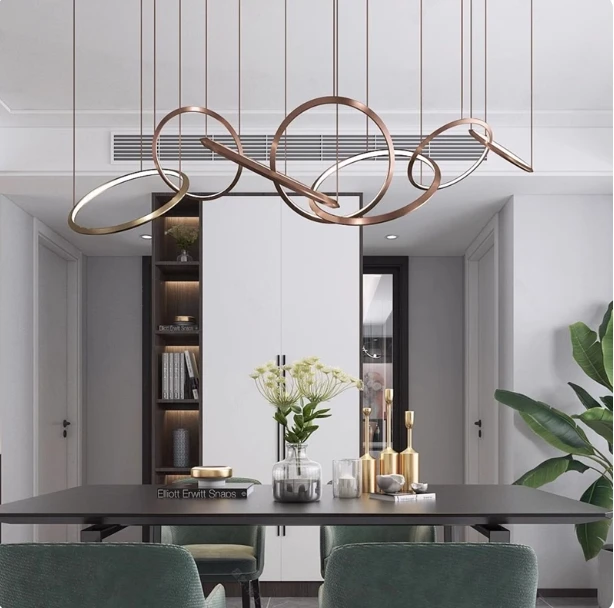 Export American Country Cloth-covered Restaurant Chandelier Simple And Retro Designer Creative All-copper Dining Table And Bar