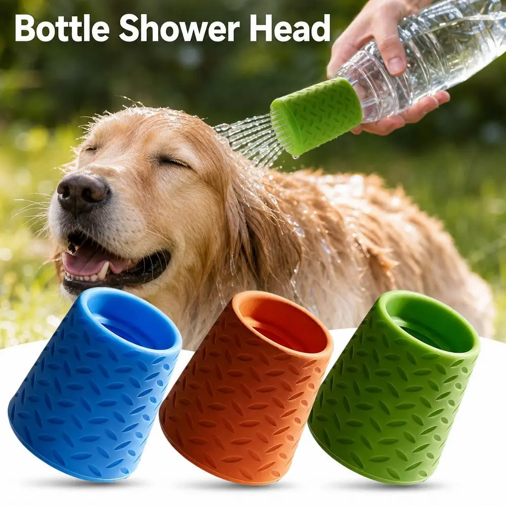 Cabezal de Ducha Portátil para Mascotas, Accesorio de Silicona para Botella de Agua, Limpiador de Patas para Perros y Gatos, para Uso en Exteriores
