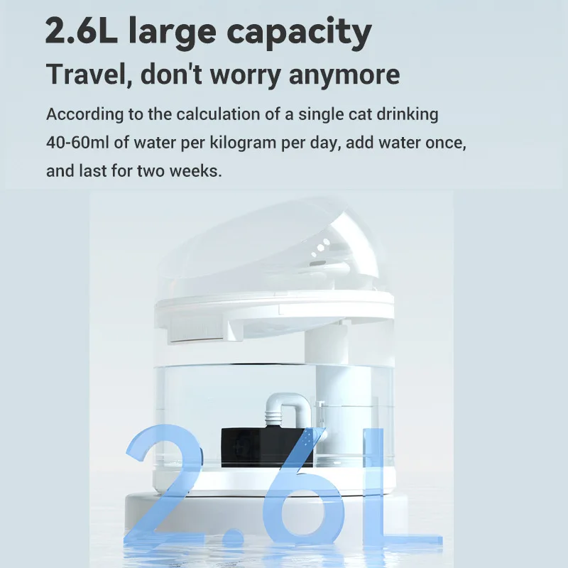 Inteligentna dozownik do wody z kotem cyrkulacyjna woda z przepływem PurifierWireless Automatic2.6L Super pojemność dystrybutory wody dla zwierząt