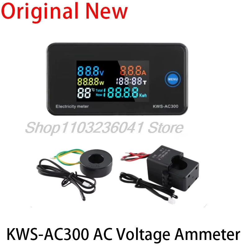 AC 50-300V 20A 100A Voltmeter Ammeter KWS Power Energy Meter LED Digital AC Wattmeter Electric Meter with Reset Function 0-100A