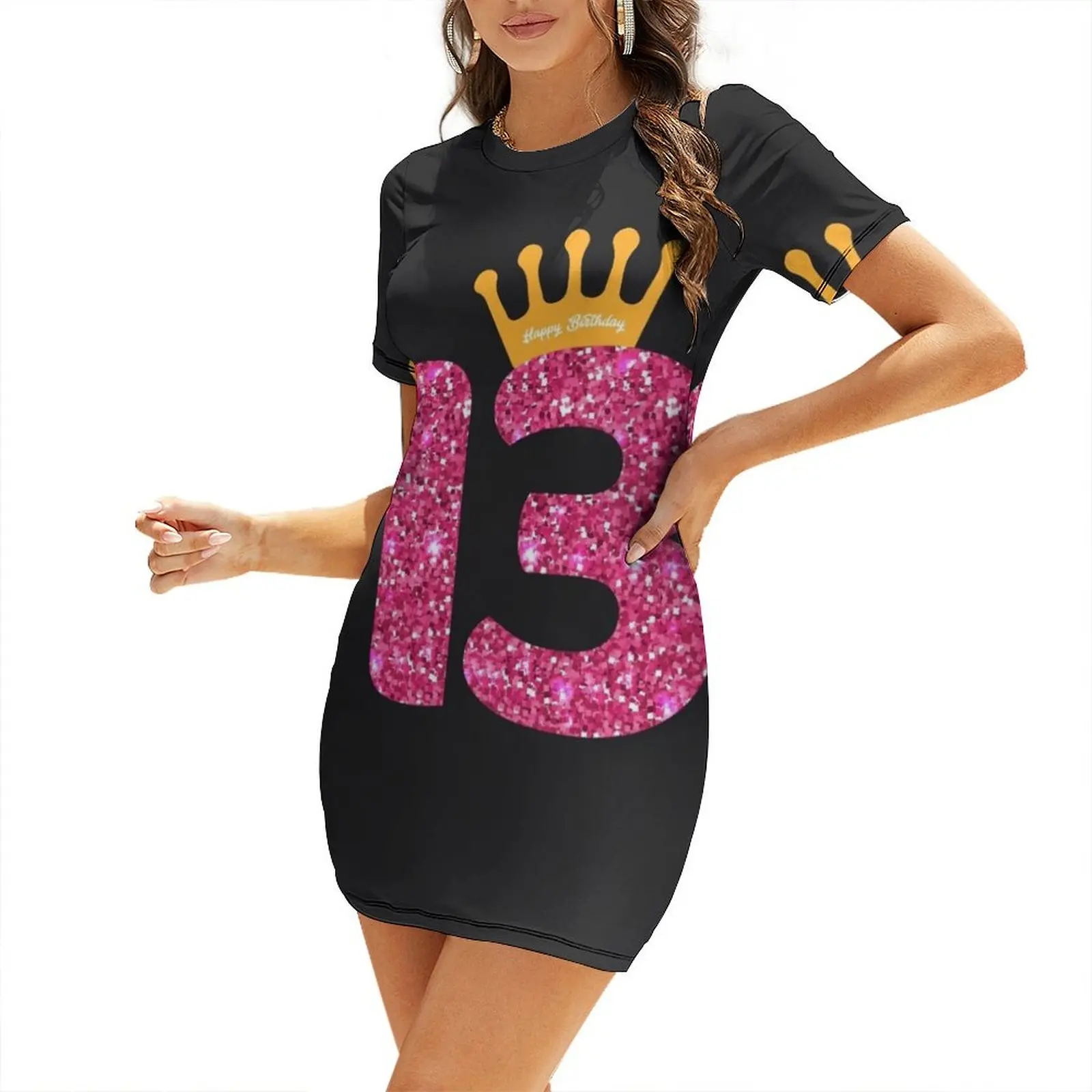 

13th Queens Crow Happy Birthday for Girls Short Sleeved Dress prom clothes summer woman dress 2025 Dress