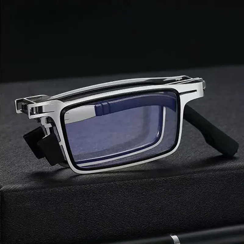 Portable Folding Reading Glasses with Case Anti Blue Light Blocking Metal Elder Foldable Eyeglasses Presbyopia for Man and Woman - Image 3