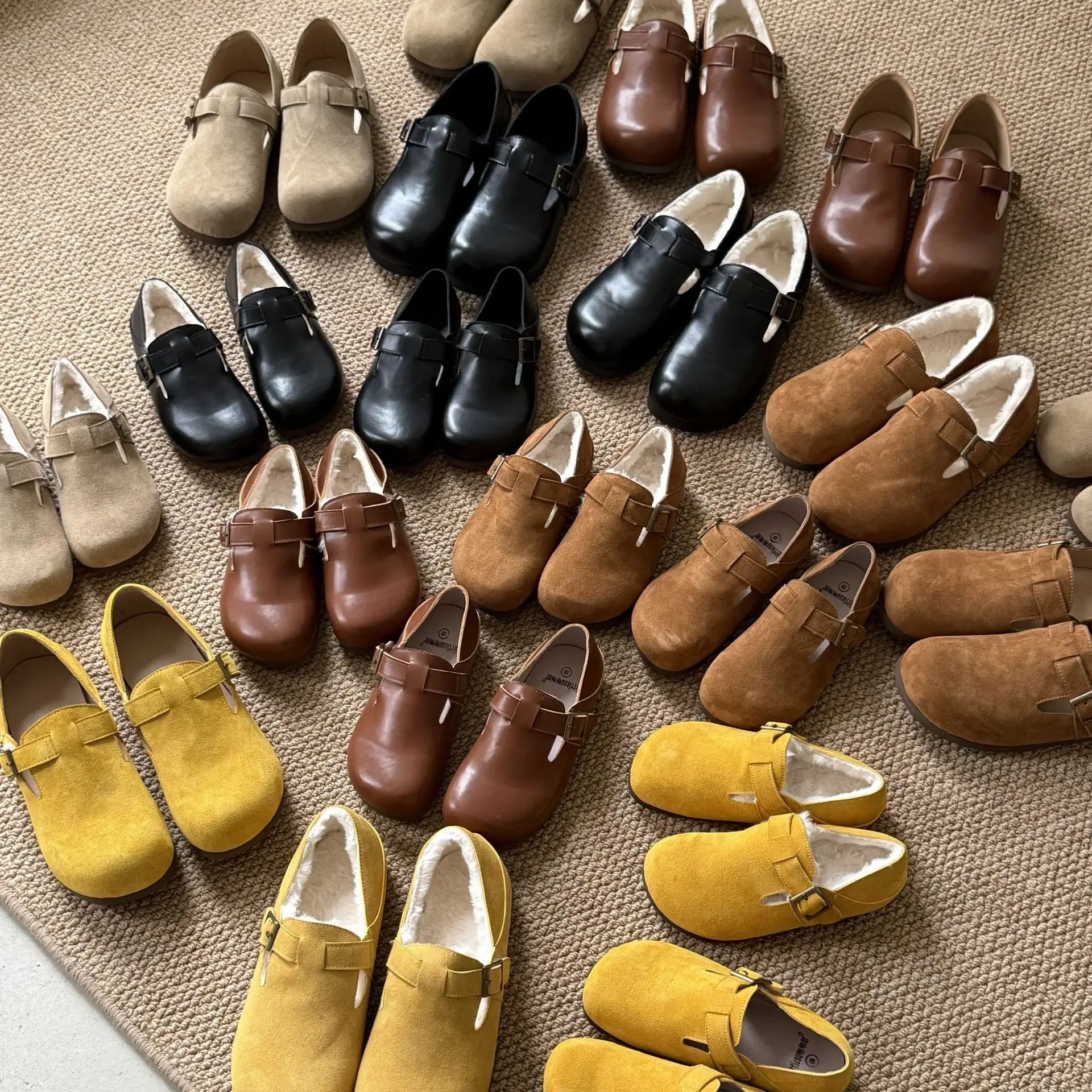 

Autumn Winter Warm wool Parent-child Children's Casual Shoes Cow Leather Girls shoes Woman Walking Shoes Kids Fur Shoes