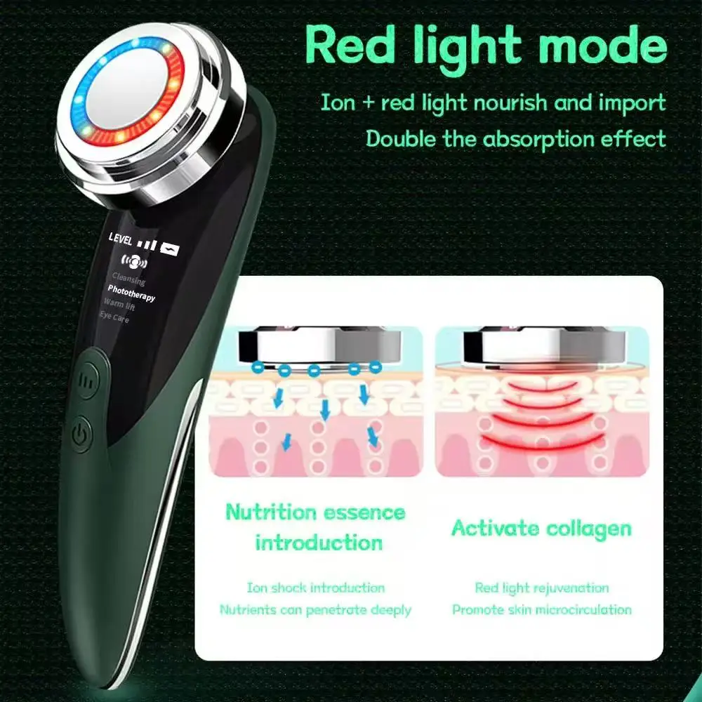 Dispositivo de cuidados com os olhos com terapia de luz LED recarregável USB para suavização da pele Ferramenta de tratamento facial estética portátil