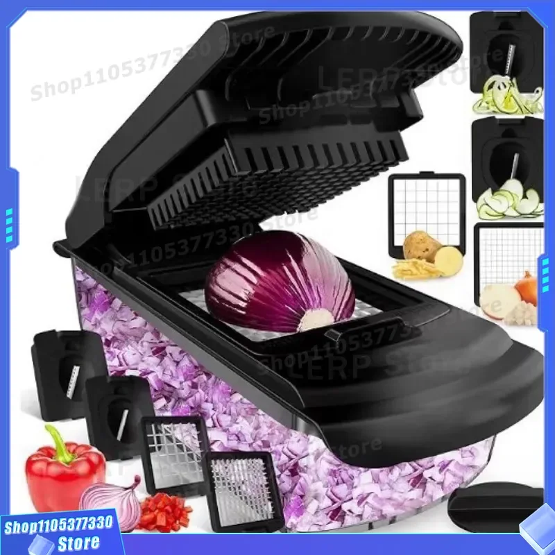 18pcs Vegetable Cutter Set Multi Functional Kitchen Slicer Shredder Rotary Grater Household Food Chopper Manual Wiper Tool