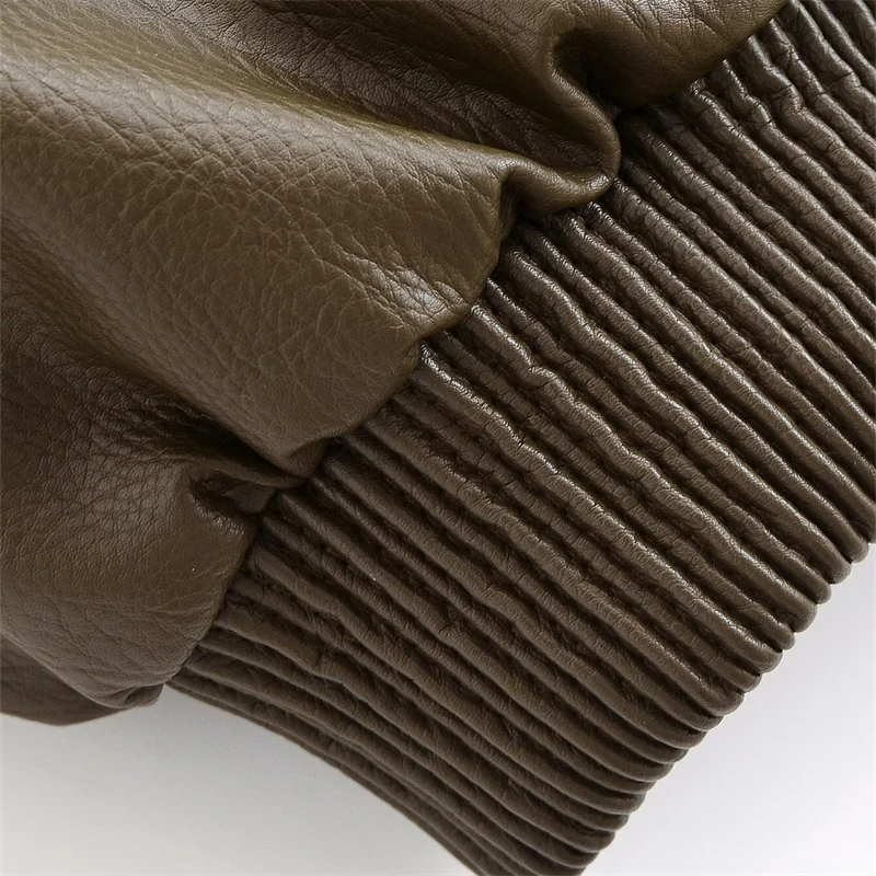 KEYANKETIAN الخريف والشتاء المرأة الجديدة الكتف شارة مزدوجة جيب الرجعية ملابس العمل سترة جلدية معطف جلد المرأة