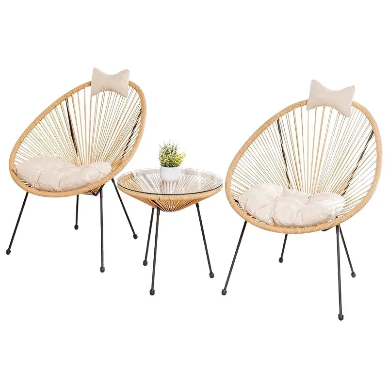 Outdoor rattan chair cafe colorful sun outdoor dining table and chair courtyard balcony rattan table and chair garden outdoor fu