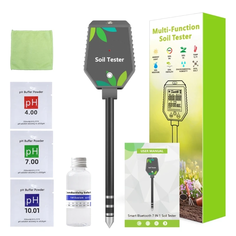 8 in 1 Soil Detector Measuring Air Humidity Temperature Sunlight Soil Moisture Fertility Salts Soil Moisture Meter