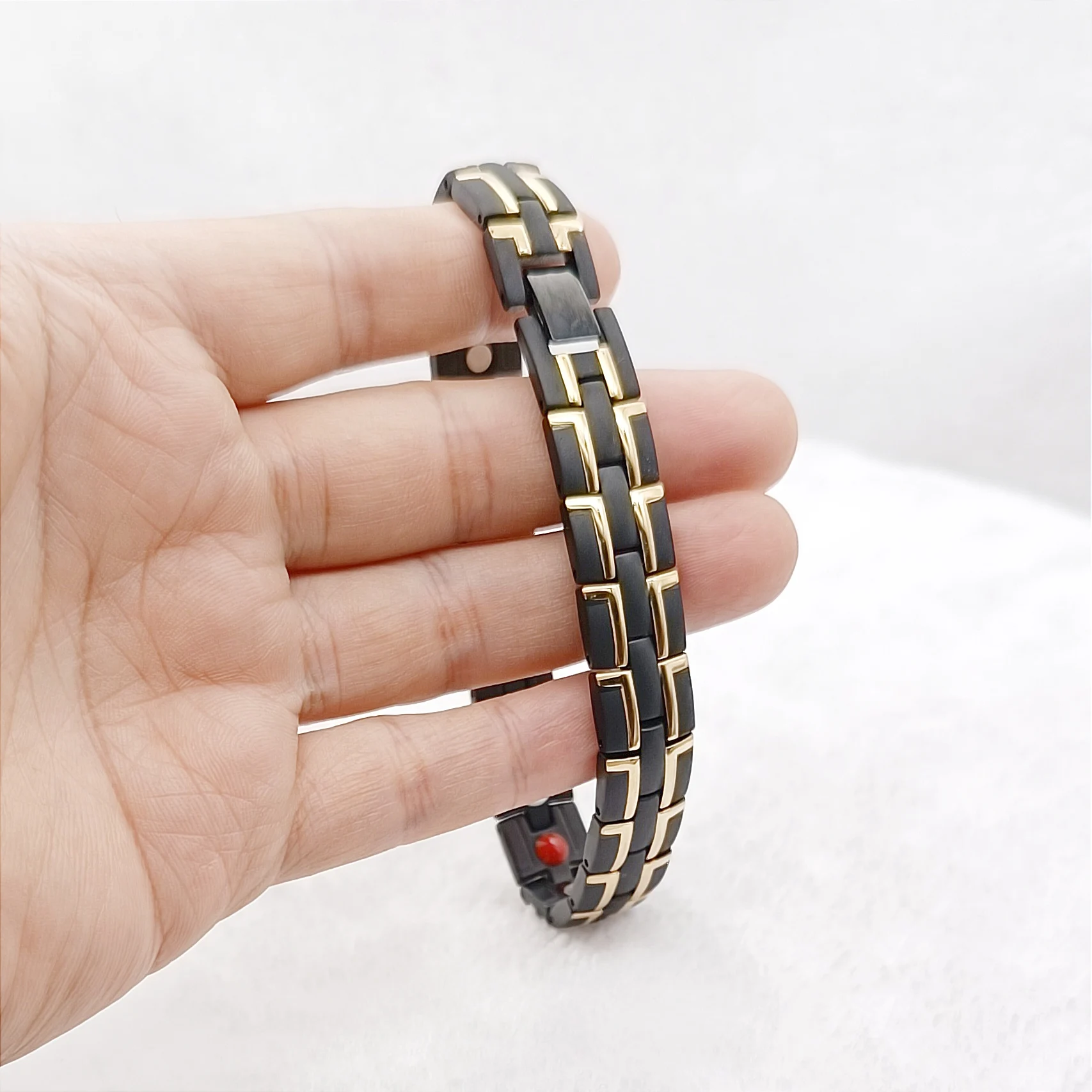 Classic Designer Fashion Jewelry Bracelets Men Wholesale Bicolor Black 316L Stainless Steel Magnetic Bracelet Male Boys