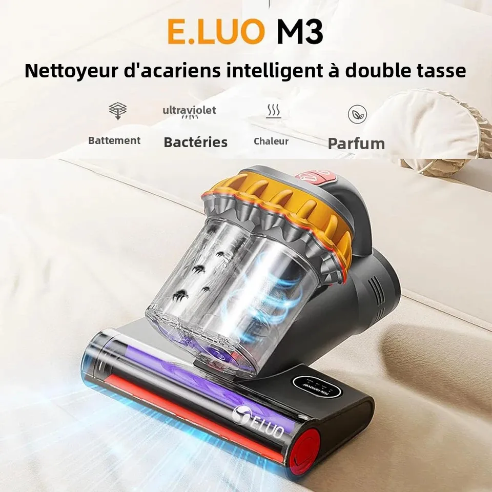 Aspirateur à main pour matelas, dissolvant d'acariens, avec chauffage à Air chaud UV, pour le nettoyage des lits, des canapés, des tapis, des lits de bébé