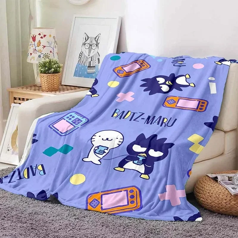 1PC Sanrio Bad Badtz Maru Cartoon Blanket Hello Kitty Soft Flannel Throw Fluffy Bed Blanket Sofa Four Season Warm Break Blanket