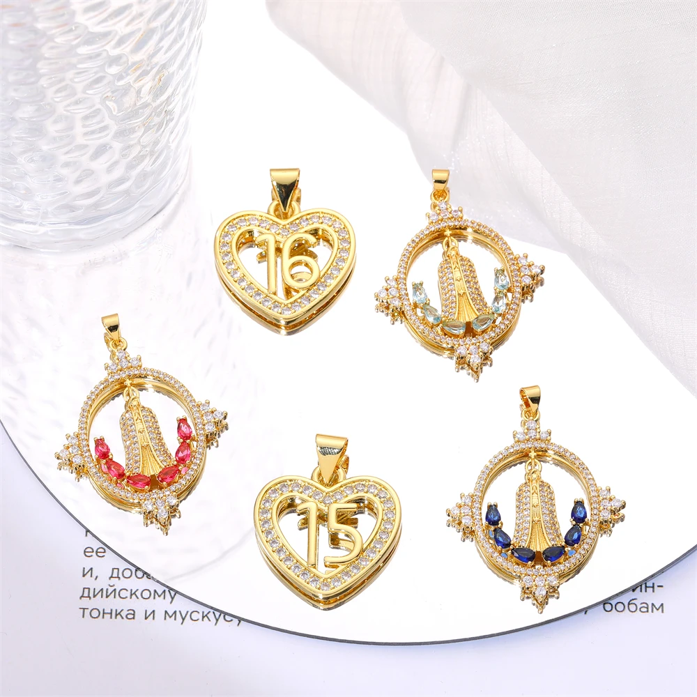

JUYA Cubic Zircon Virgin Mary Charm Pendant Ladies Christian Religious For DIY Jewelry Making Decoration Accessories Gift