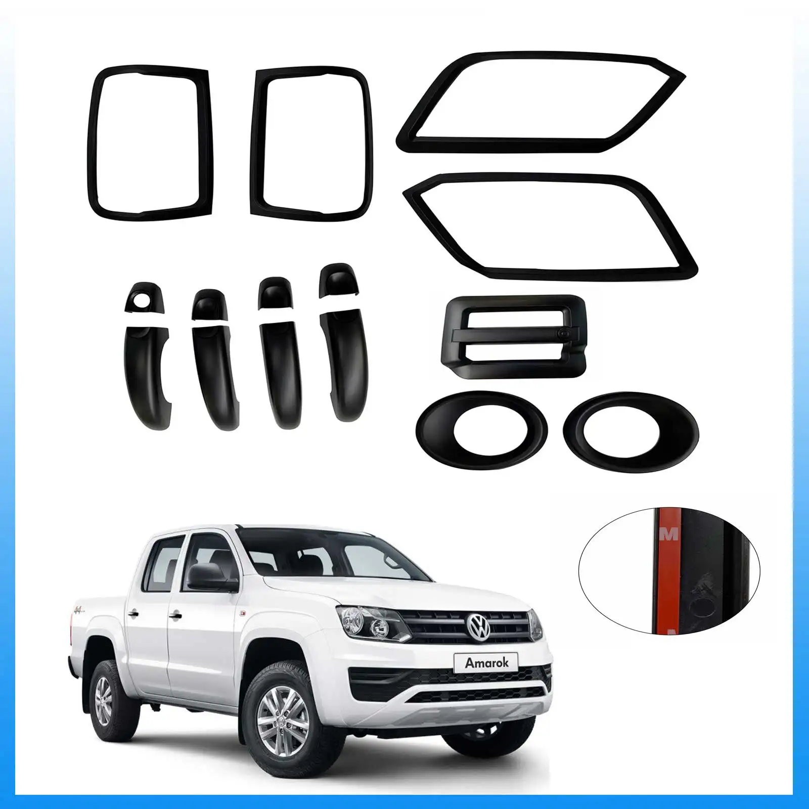 black kits Car Accessories for Volkswagen Amarok 2009-2016 Vw Amarok V6 4X4 Car Stying Matte Black 8Pcs/set