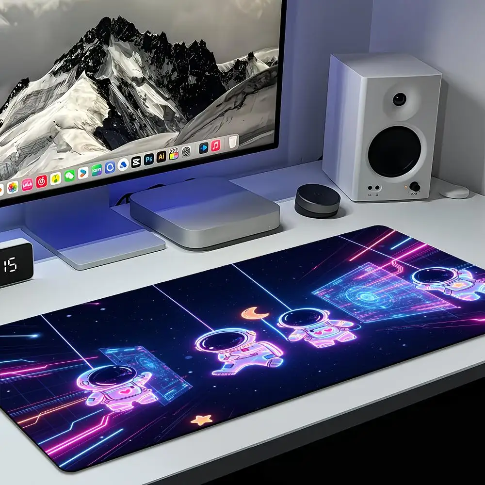 Anime Astronaut Mouse Pad Laptop Gamer Carpet Black Large Mousepad Desk Mat Mouse Mats Cartoon Astronaut, Gaming-mat Pc Office