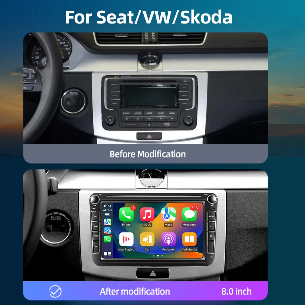 JUNDOF 2 din Android Car Radio For VW Volkswagen Passat B5 B7 B6 Golf Touran Polo Tiguan Jetta Carplay GPS 4G Multimedia Player