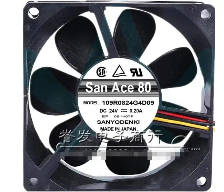 

Ltsf For SANYO DENKI 109R0824G4D09 DC 24V 0.20A 80x80x25mm 3-Wire Server Cooling Fan8cm