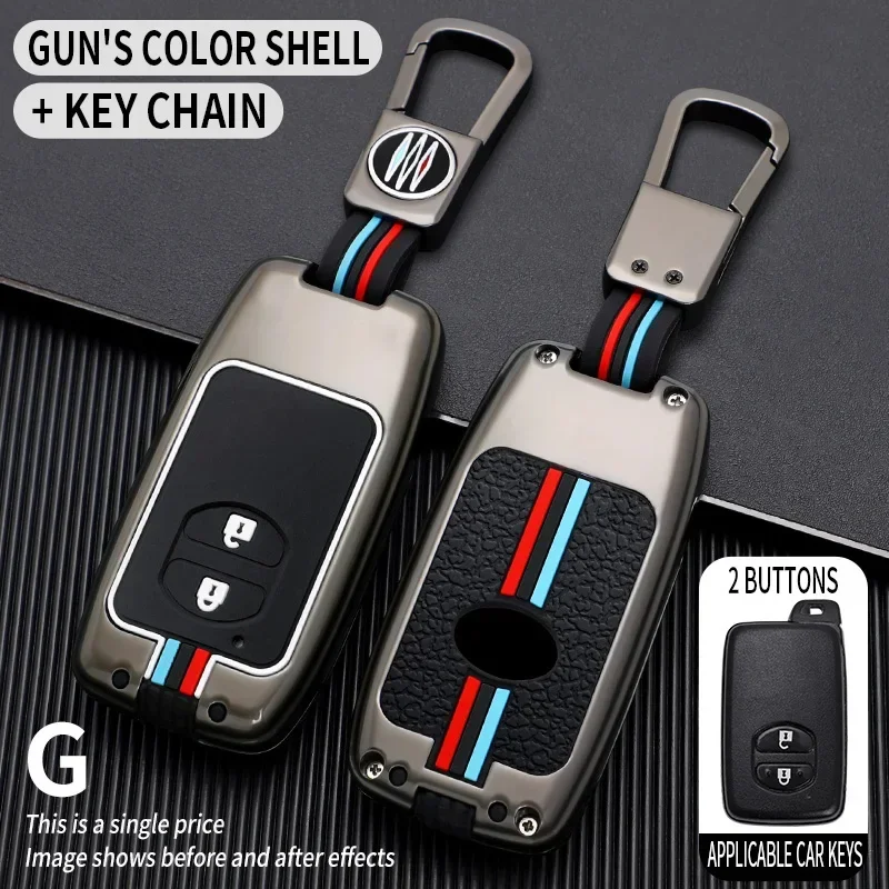 

Car Key Case Fob Cover Shell Keychain Accessories for Toyota Land Cruiser LC200 Prado 150 Camry Prius Crown