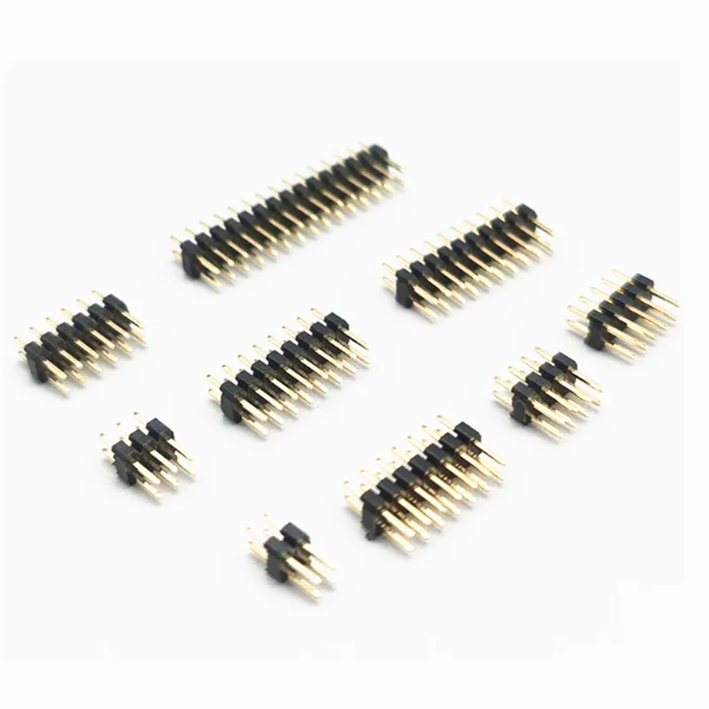 10PCS/Lot 2.0mm Male Header Pins 2*2/3/4/5/6/7/8/10/12/14/15/20/40P 2mm Double Row Pin Header Strip Connector Gold-plated Copper