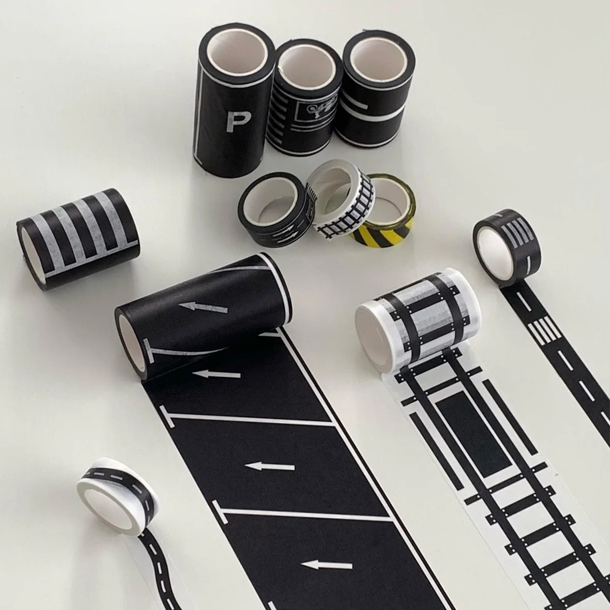 

DIY Road Rail Transit Railway Highway Paper Tape Car Train Curve Self Adhesive Stickers