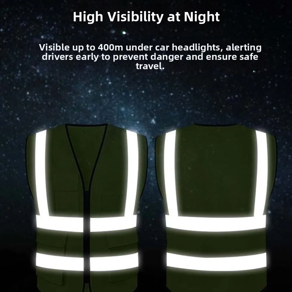 High Visibility Reflective Vest Warning One Size Outdoor Safety Clothing with Pocket Breathable Safety Running Gear Sports