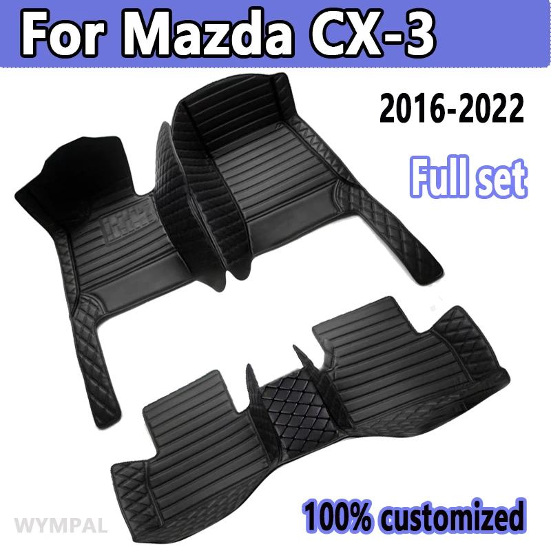 Car Floor Mats For Mazda CX-3 CX3 DK 2016~2022 Leather Luxury Mat Protective Rug Carpet Set Auto Interior Parts Car Accessories