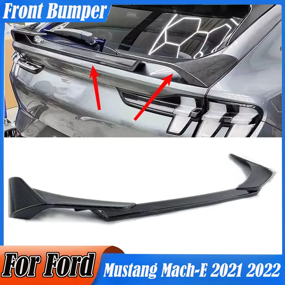 3 Parts ABS Rear Wing Spoiler Glossy Black Or Carbon Fiber Look Body Kit For Ford Mustang Mach-E 2021 2022 Up Sport Style