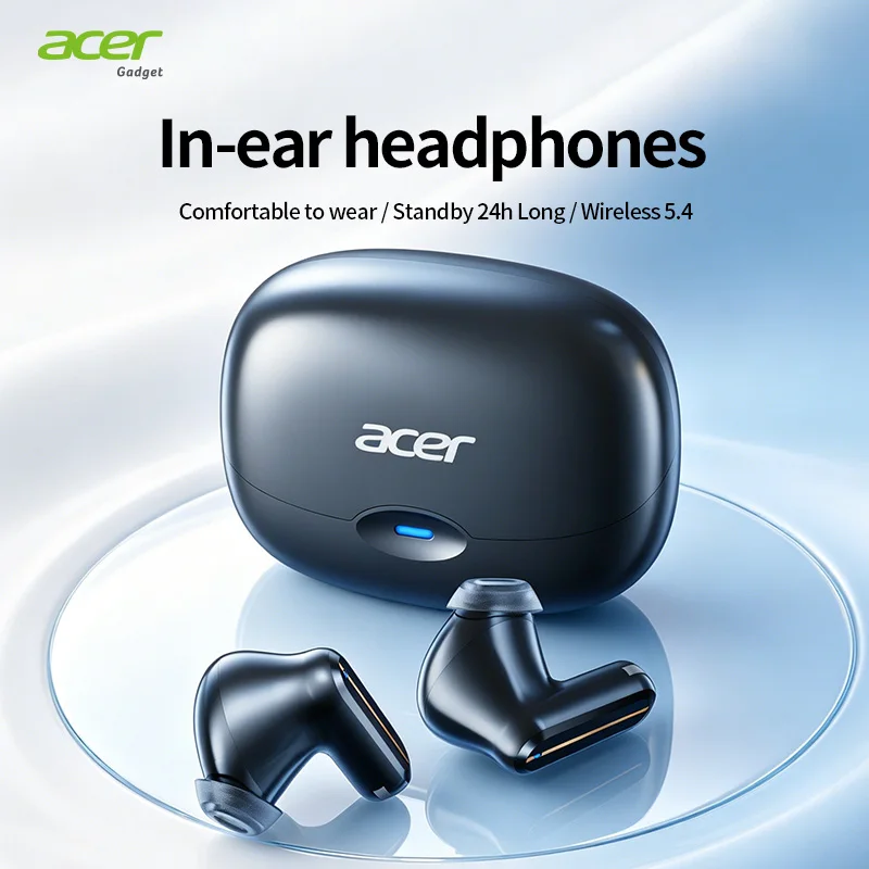 [Produit officiel Acer] Écouteurs intra-auriculaires sans fil Ohr807, puce Bluetooth 5.4, son stéréo HD, port confortable pour le sport, la remise en forme et le bureau