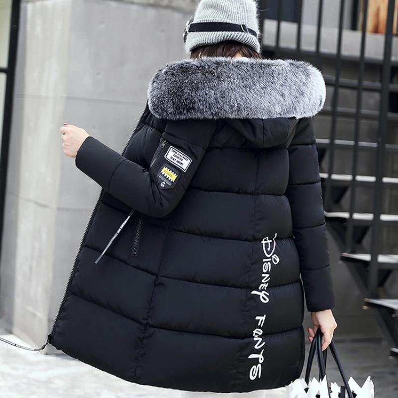 Winter Thick Warm Fur Collar Cold Coat Women Parkas Super Hot Coats Hooded Long Cotton Padded Jacket Slim Trench Coat Windproof