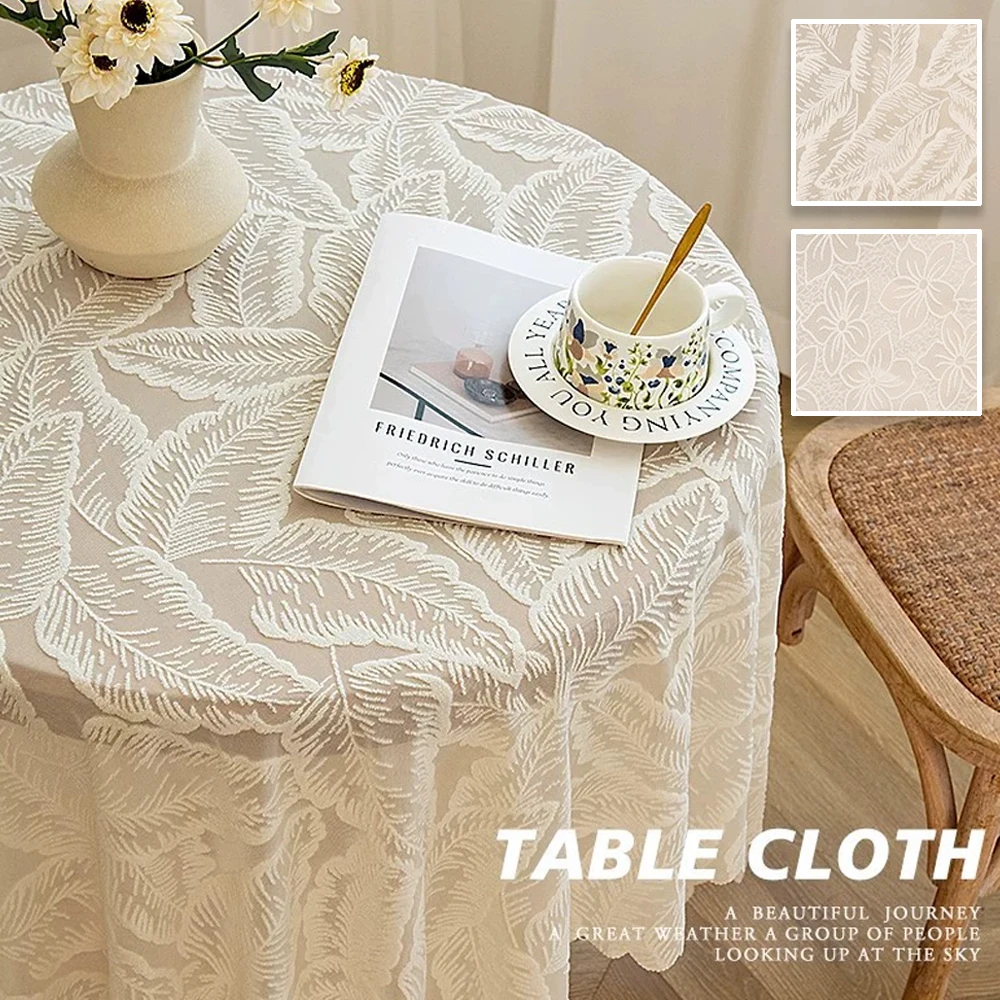 Luxury Embroider White Lace Tablecloth for Wedding Party Living Room Bedroom Rectangular Table Cloth American Table Decoration