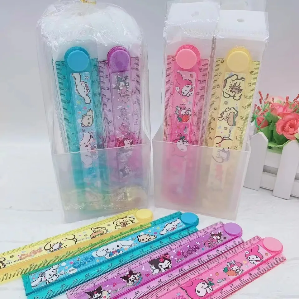 4pcs Cartoon Image Rotating Folding Ruler 30cm Melody Student Multi Functional Ruler Stationery image 2