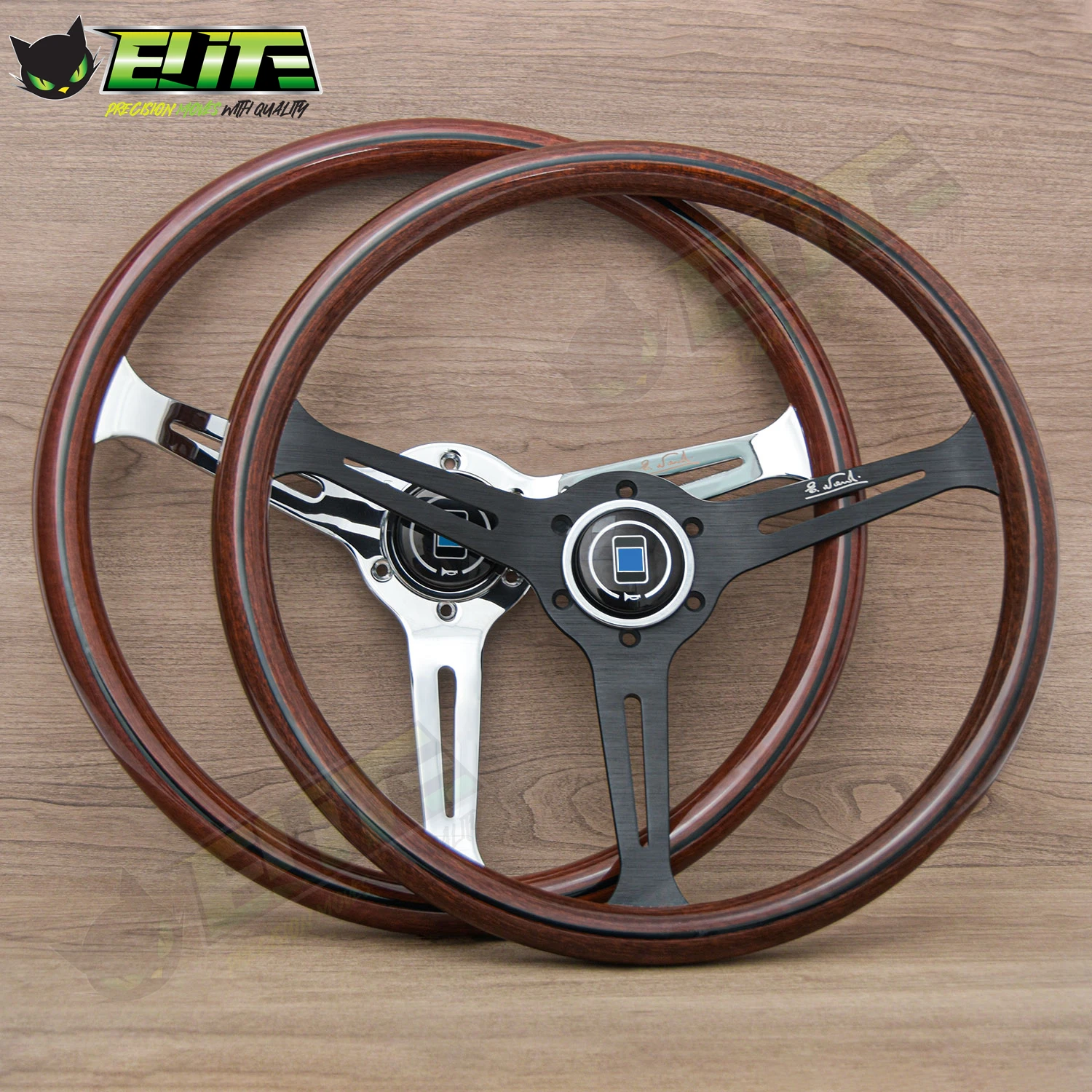 15Inch Classi Nardi Wood Style Steering Wheel Vintage Racing Sports Steering Wheel Chrome Spoke