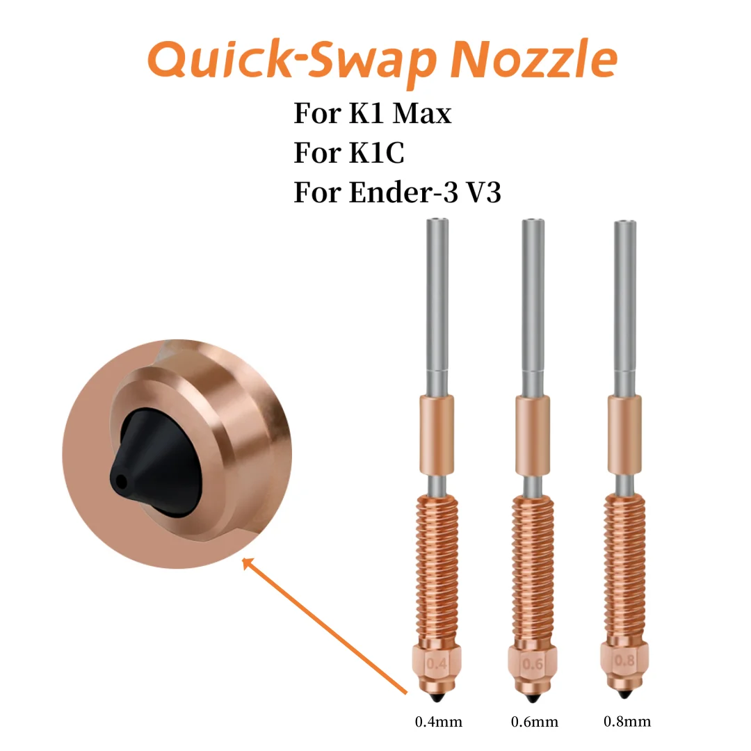 

For Creality Quick-Swap Nozzle 0.4/0.6/0.8mm for K1 Max K1C Ender-3 V3 Hardened Steel Nozzle Upgraded High-Speed Printing