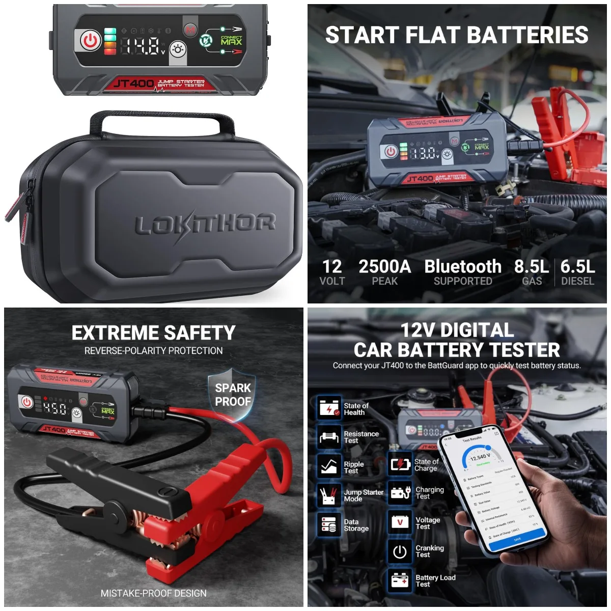 

JT400 2500A Jump Starter and Storage Bag EVA Protection Case for Jump Battery Starter