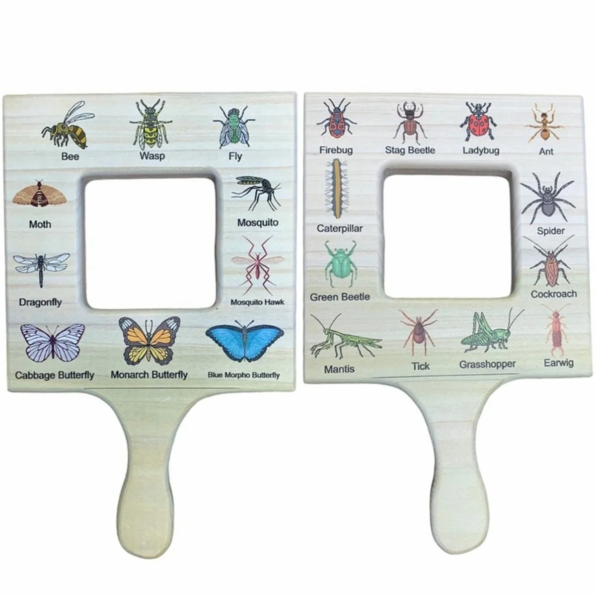 Nature Guide Finder Toddler Wooden Handheld Toy Double-Sided Board Outdoor Plant Children-CJAS