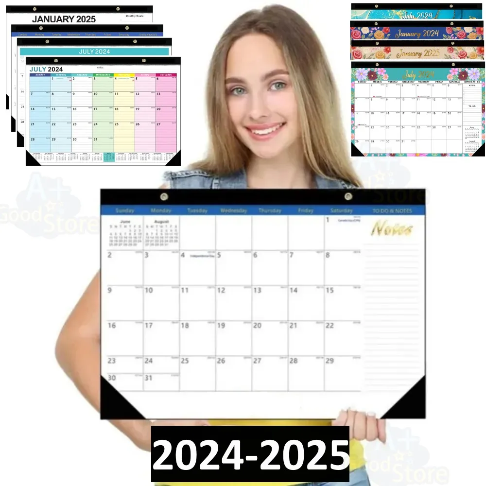 Calendrier de bureau mural annuel et mensuel, licence, notes à faire, liste, agenda, evalucalendar, maison, bureau, 2025