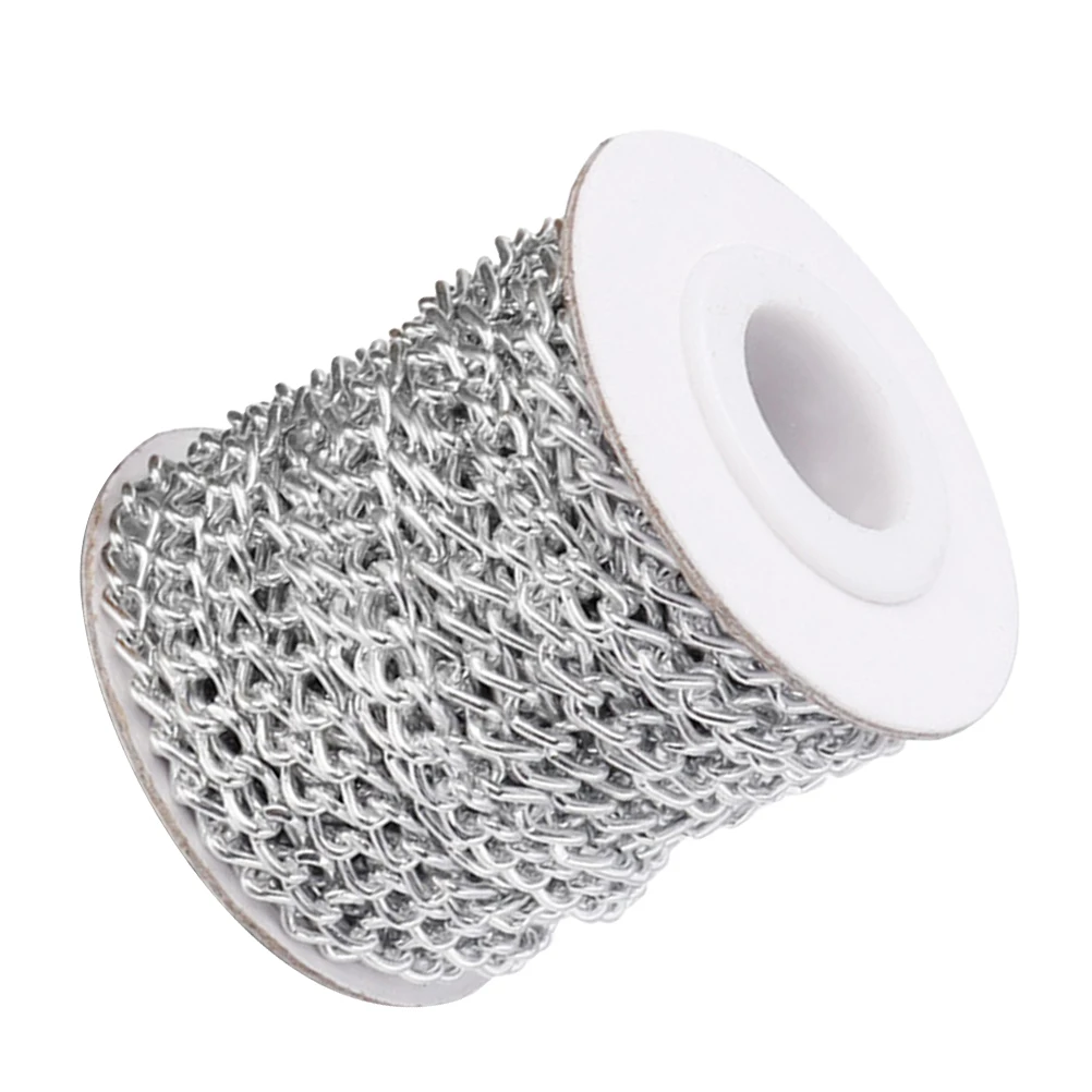 

Aluminium Chain 5x3mm 1mm Diameter Silver 5yd Spool DIY Craft Accessories Bags Clothing Jewelry Sturdy Lightweight Safe Use