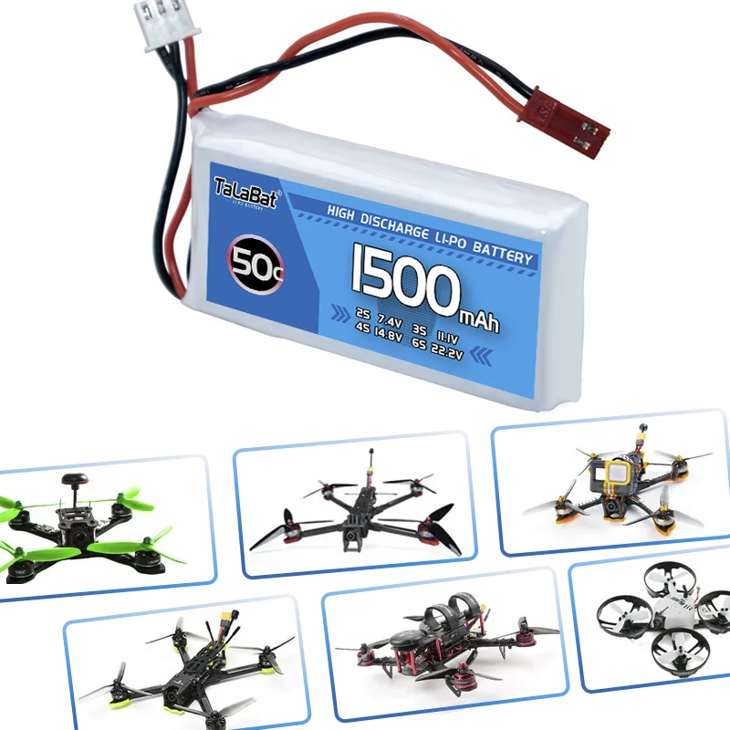 3 قطعة TalaBat 50C 1500mAh 7.4V 2S يبو بطارية مع XT30/XT60/T/JST التوصيل ل RC هليكوبتر كوادكوبتر FPV سباق أجزاء الطائرة بدون طيار #5