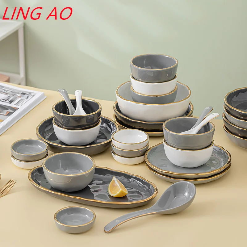 

LingAo-Nordic Light Luxury Ceramic Bowl, Plate, Spoon