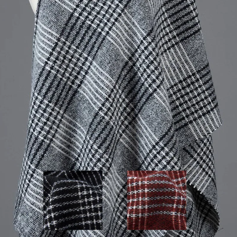 

Grey Lattice Yarn-Dyed Braided Wool Tweed Fabric For Women's Jacket Dress Suit Coat DIY Cloth Sewing Material