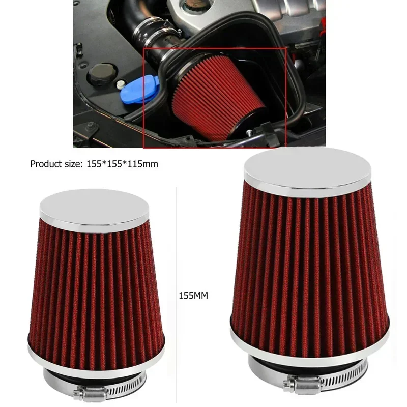 3 Inch 76mm Universal Car Air Filters for Supercharger High Flow Cold Intake Filter Induction Kit Sport Power Mesh Cone