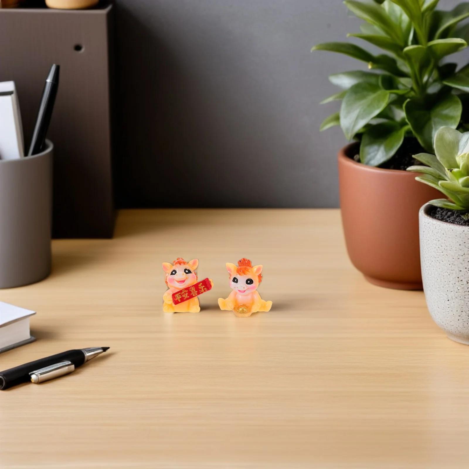 6 قطعة تماثيل حصان مصغرة 2026 الصينية زودياك تمثال راتنج لمهرجان الربيع ديكور المنزل سطح المكتب كعكة توبر محظوظ الحيوان