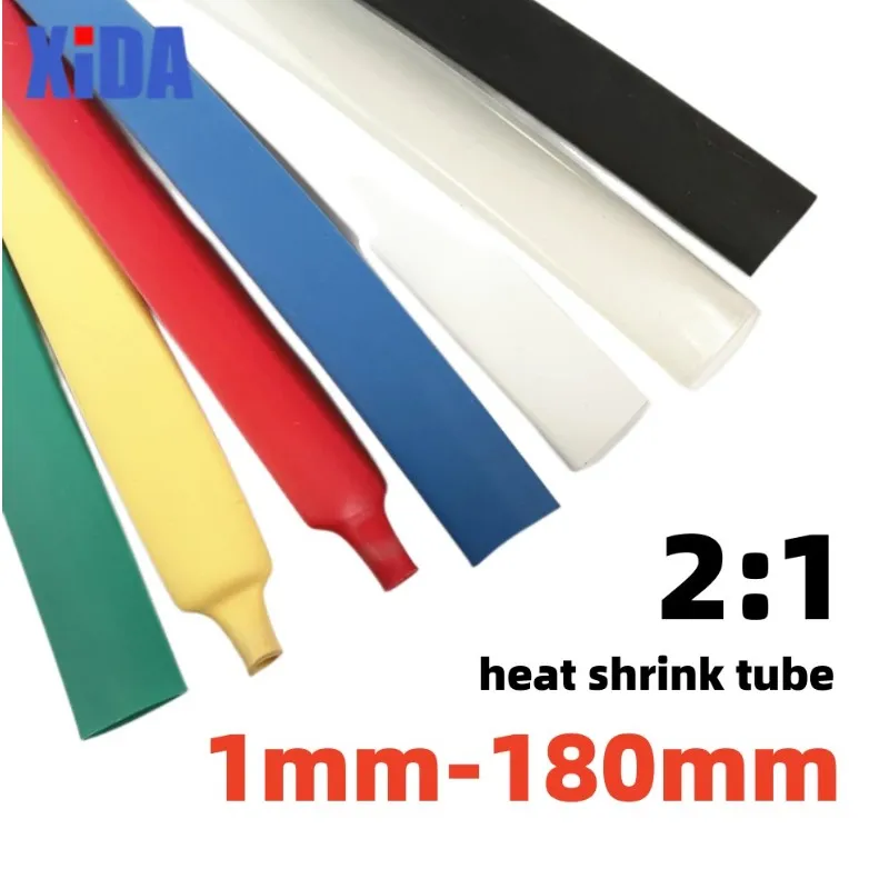 1 Meter/Lot 2:1 Black Diameter 20 25 30 35 40 50 Heat Shrink Tube Heatshrink Tubing Sleeving Wrap Wire Sell DIY Connector Repair