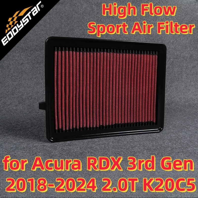 

High Flow Sport Air Filter for Acura RDX 3rd Gen 2018-2024 2.0T K20C5 Washable Racing Intake Filters