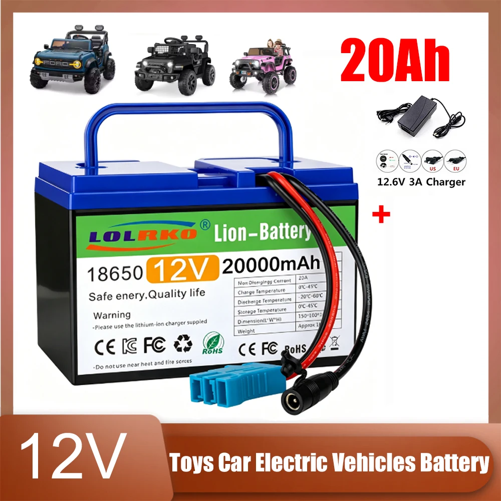 12V 20Ah Lithium Replacement Battery Compatible with Peg-Perego,  Charger Included for John Deere Gator 12V Ride On Toys