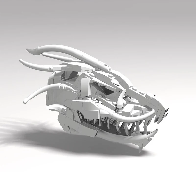 Building Blocks MOC Oriental Dragon Skull Model Decoration Parts Assembly Toy Set Educational Children Gift