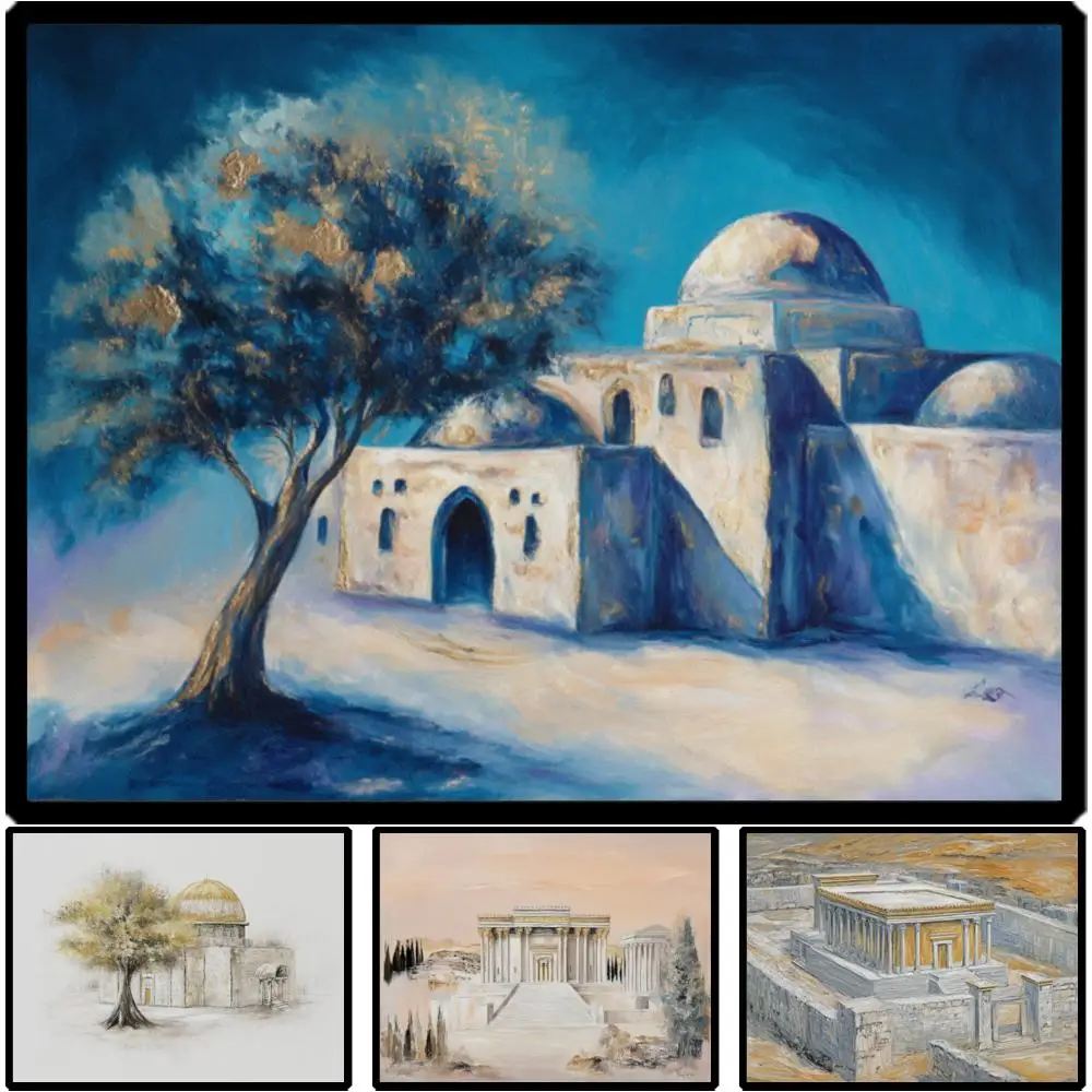 Abstract Judaica Canvas Print Kever Rachel Wall Art HD Printed Jewish Jerusalem Painting Contemporary for Dining Room Large