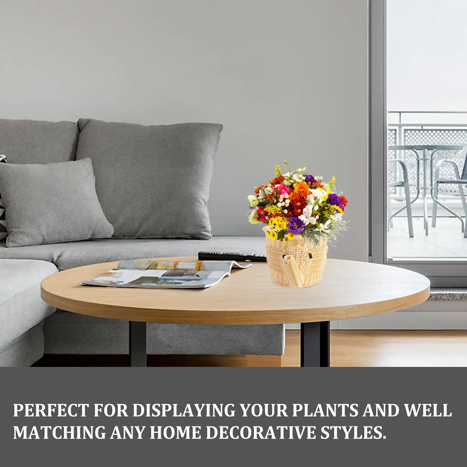 

1Pcs Rattan Woven Basket Creative Home Storage Container Decorative Weaving Fruit Holder for Table Decor Picnic