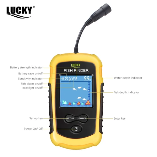 Imagen 2 del producto LUCKY FF1108-1 Buscador de peces portátil Pesca en hielo Sonar Sonda Alarma Transductor Buscador de peces 0,7-100 m Sonda de eco de pesca