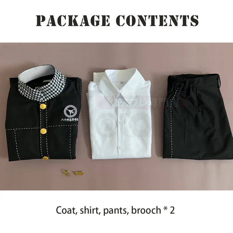 HOLOUN P4 juego Yu Narukami Cosplay disfraz peluca uniforme escolar bordado cuello a cuadros traje pantalones camisa blanca uso diario